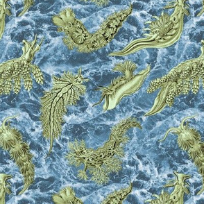 Ernst Haeckel Sea Green Nudibranch on Indigo Water