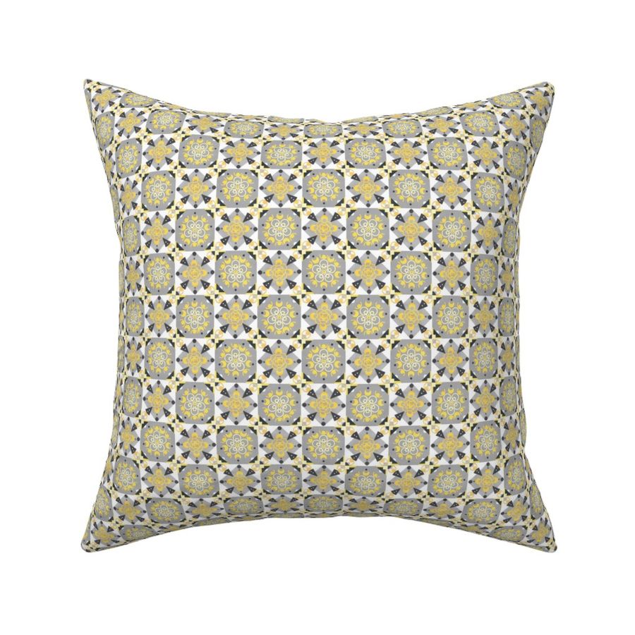 Yellow and Gray Pattern Check