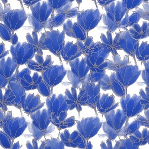 Cobalt Blue Floral  Medium 