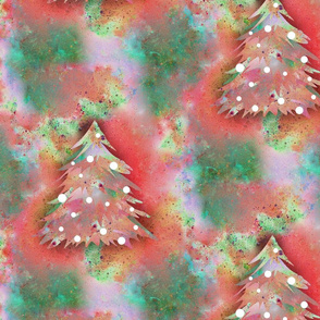 Dreamy Christmas Trees - Misty Red