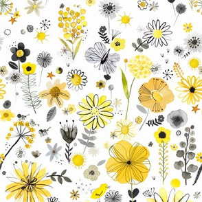 Positive flowers Pantone 2021 Yellow Gray Medium