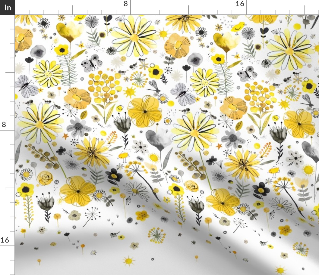 Positive flowers Pantone 2021 Yellow Gray Medium