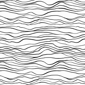 Simple Mountain Range Stripe in Black on White