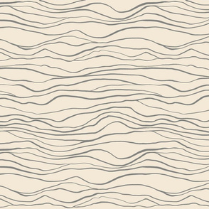 Simple Mountain Range Stripe in Charcoal on Cream
