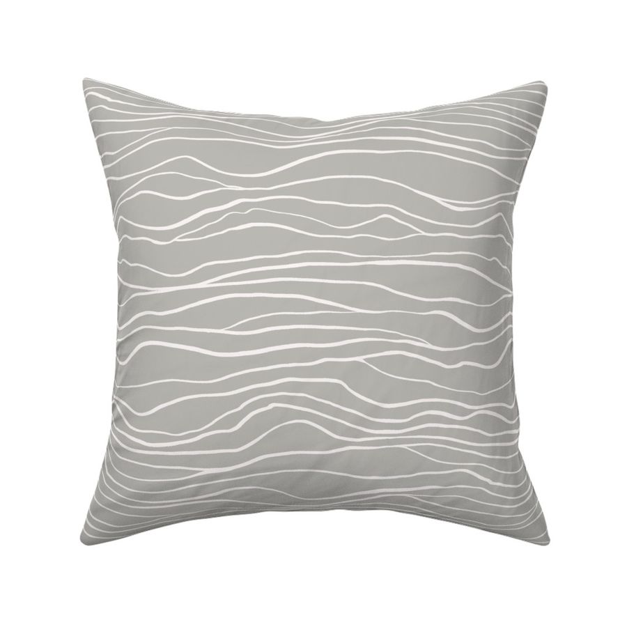 Simple Mountain Range Stripe in White on Warm Grey