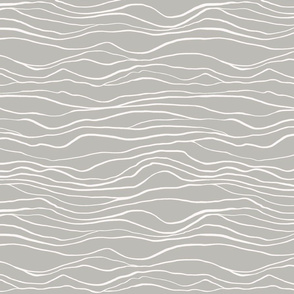 Simple Mountain Range Stripe in White on Warm Grey