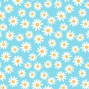 SMALL daisy print fabric - daisies, daisy fabric, baby fabric, spring fabric, baby girl, earthy - aqua