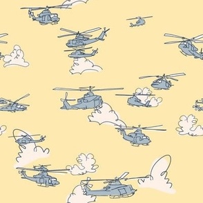 Hueys in Pale Yellow With Clouds