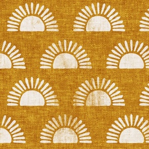 sunshine - block print boho sun print - cream on golden - C21