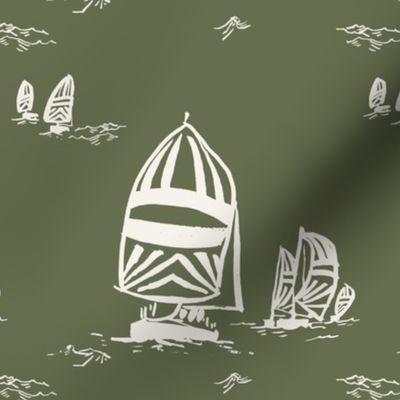 WHIMSY SAILBOATS IN OLIVE