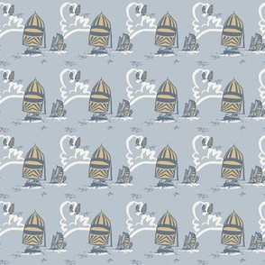 Sailboats in Yellow and Blue (2"x2")