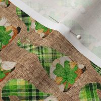 Lucky Four Leaf Clover Gnomes on Burlap - mim_s 