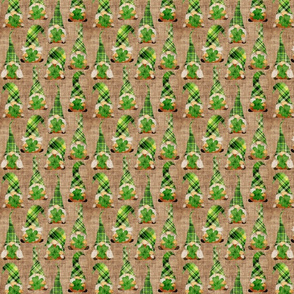 Lucky Four Leaf Clover Gnomes on Burlap - mim_s 
