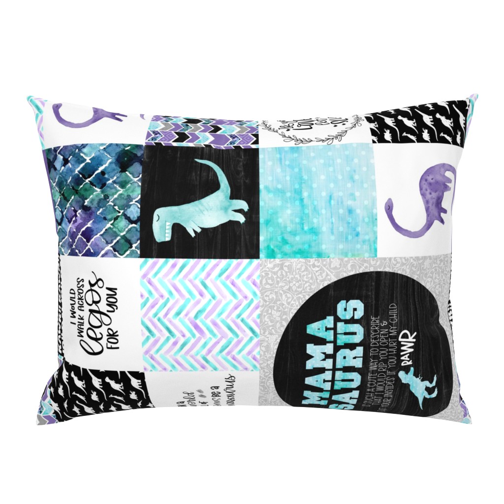 Mama-Saurus - Wholecloth Cheater Quilt - Rotated