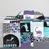 Mama-Saurus - Wholecloth Cheater Quilt - Rotated