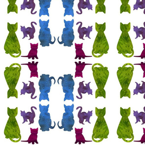 Animal Reflections - Cats - jewel tones multi on white, medium 