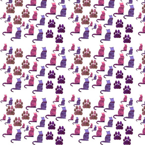 Animal Reflections - Cats - amethyst multi on white, medium 