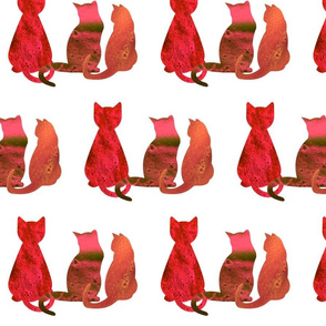 Animal Reflections - Cats - ruby multi on white, medium 