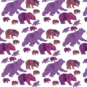 Animal Reflections - Bears - amethyst multi on white #2, medium 