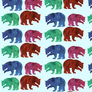 Animal Reflections - Bears - multi on periwinkle blue, medium 