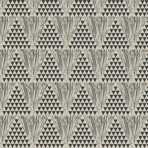 Mandana Tribal Art- Triangles- Charcoal Gray Platinum- Large Scale