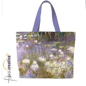 Monet waterlilies tote bag // cut and sew panel