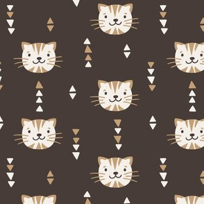Cute tigers. Gray-brown background