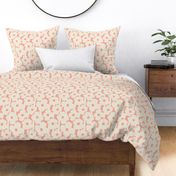 Poppies Flowers Bold Abstract Geometric  Cream on Peach Large