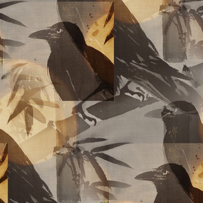 Japanese Abstract Crow & Bamboo 