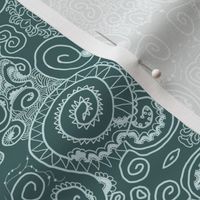 Ornate Lacy Stripes in Pine and Mint - Hand Drawn