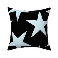 Large - 5 Pointed  Silvery Stars on Black hex code 000000 - Seamless
