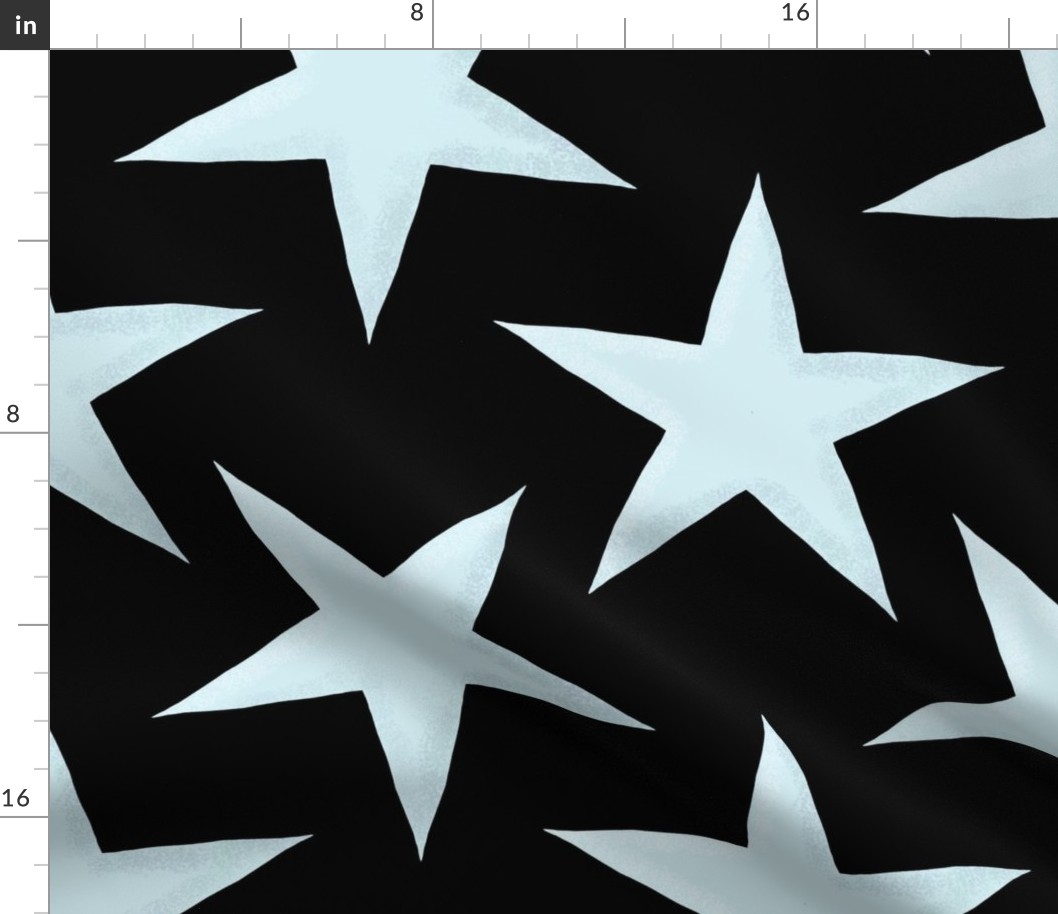 Large - 5 Pointed  Silvery Stars on Black hex code 000000 - Seamless