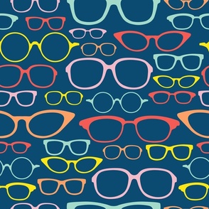 Glasses - Multi on Blue - LARGE