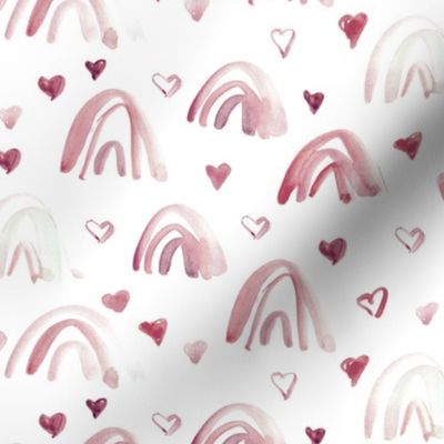 Sienna watercolor neutral rainbows and hearts - sweet painted rainbow pattern for modern nursery kids baby a003-6
