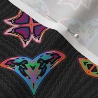 6" STYLIZED HEART butterfly ON CHEVRONS ABSTRACT PSMGE