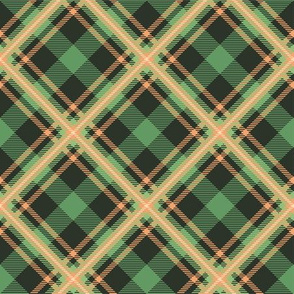 Saint Patricks Tartan Green Plaid Checked Pattern Squared Gold-01