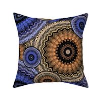 large MANDALA PATCHWORK PERIWINKLE BLUE BRONZE PSMGE