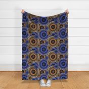 large MANDALA PATCHWORK PERIWINKLE BLUE BRONZE PSMGE