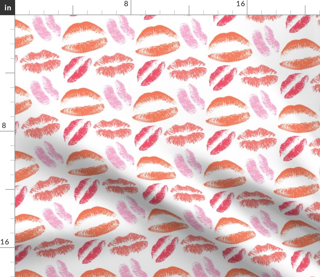 Valentines Day Lip Kisses Pink and Red - Valentines Day - Valentines Day Fabric