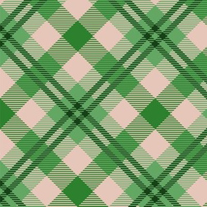 Saint Patricks Tartan Green Plaid Checked Pattern Squared Green Tan-01