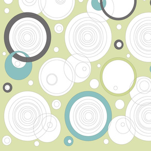 Retro Floating circles on  green