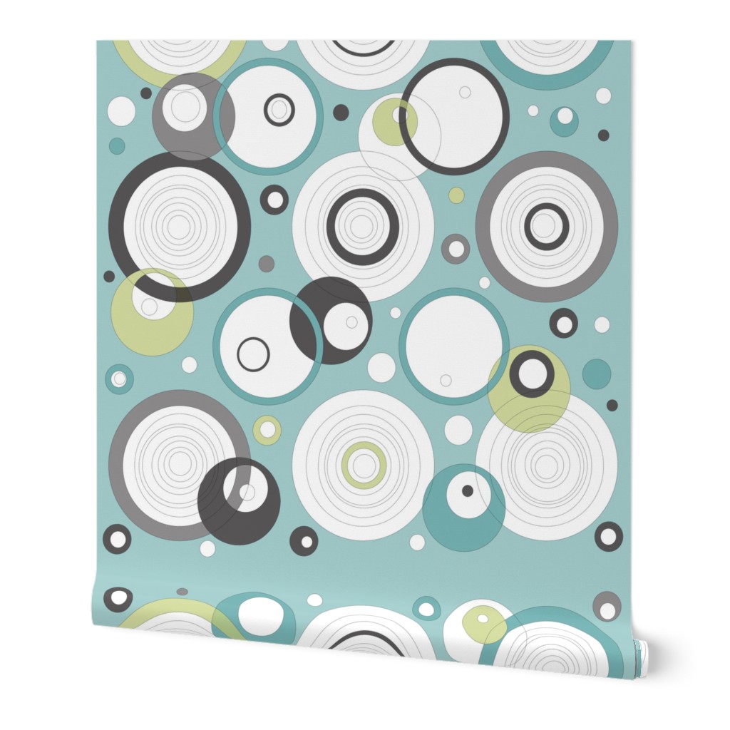 Large Retro Circles with Black on Blue