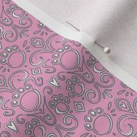 Fancy Paws Damask (Mini Size) White on LT Pink