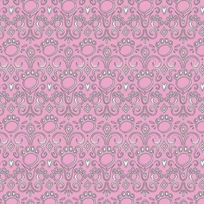 Fancy Paws Damask (Mini Size) White on LT Pink