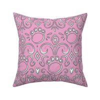 Fancy Paws Damask (Full Size) White on LT Pink