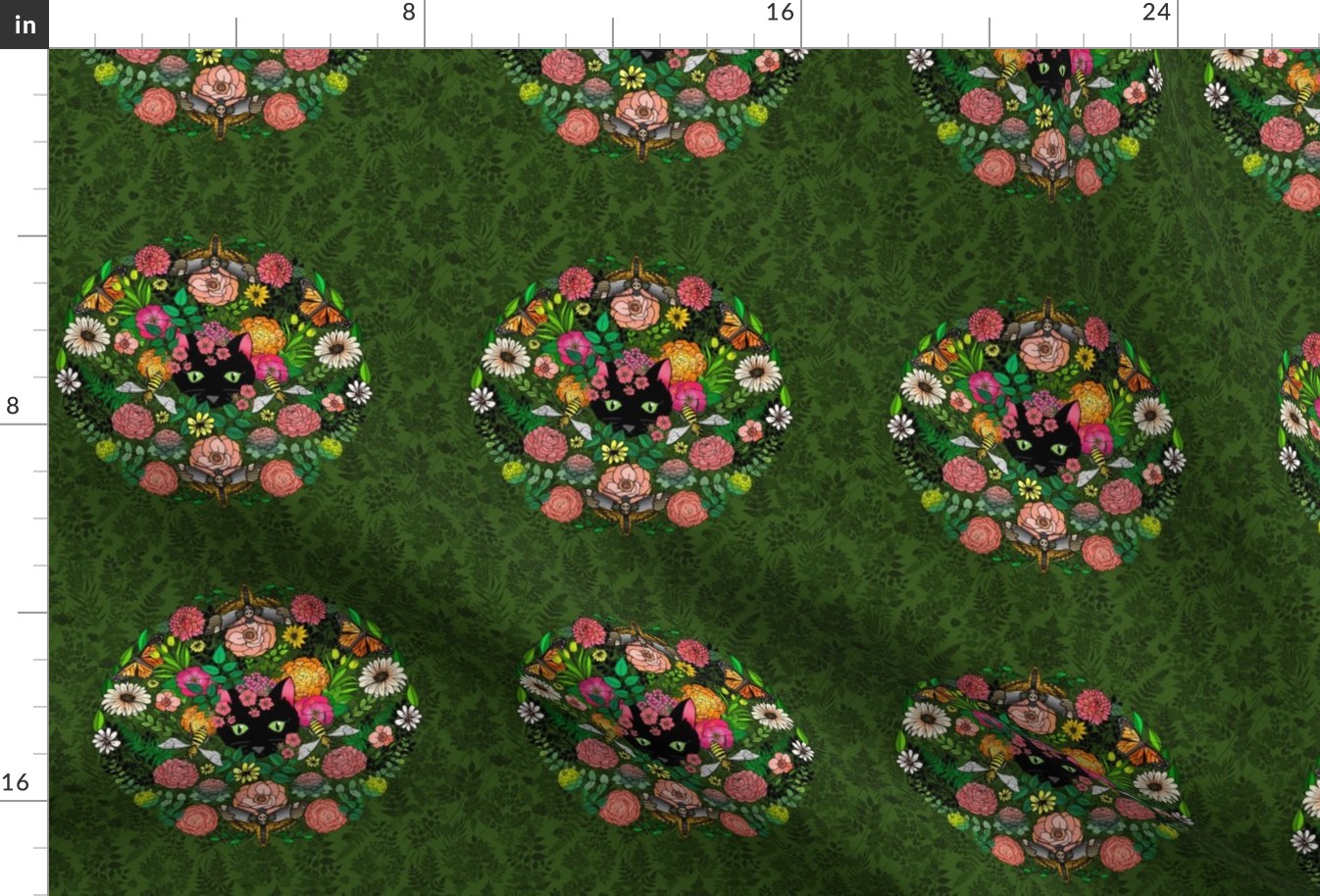 Garden Surprise Embroidery Template (Dark Green)