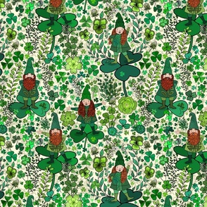 Wee Irish Gnomes in a Shamrock Forest (Soft Green) 