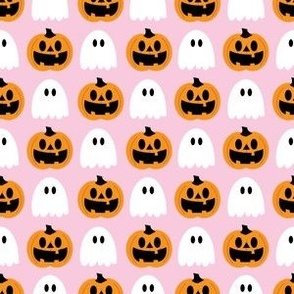 ghosts and jackolanterns on pink