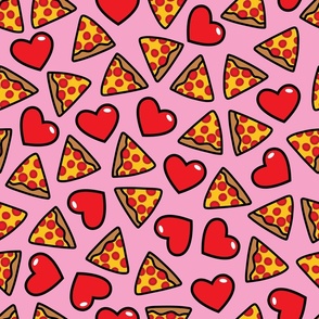 pizza with hearts on pink 3 inch