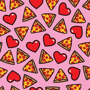 pizza with hearts on pink 2 inch
